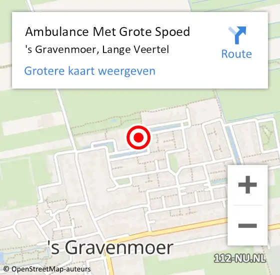 Locatie op kaart van de 112 melding: Ambulance Met Grote Spoed Naar 's Gravenmoer, Lange Veertel op 12 januari 2020 21:29