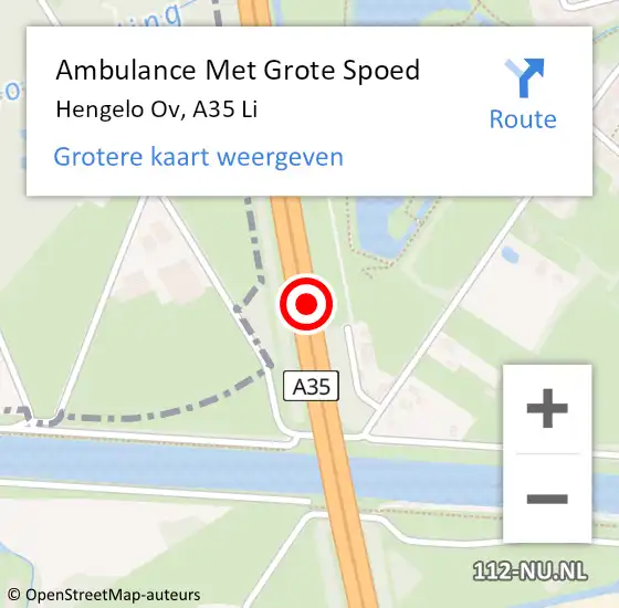 Locatie op kaart van de 112 melding: Ambulance Met Grote Spoed Naar Hengelo Ov, A35 Li op 12 januari 2020 21:52