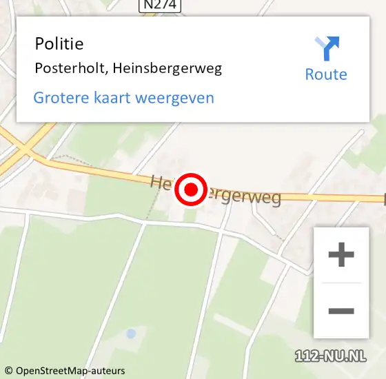 Locatie op kaart van de 112 melding: Politie Posterholt, Heinsbergerweg op 12 januari 2020 22:47