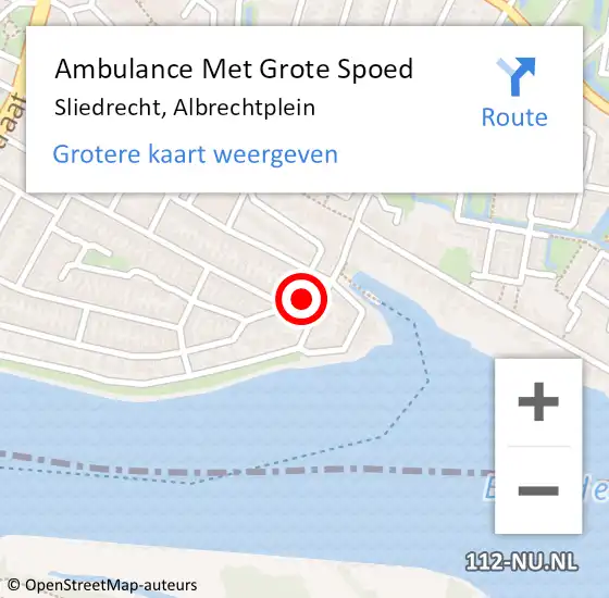 Locatie op kaart van de 112 melding: Ambulance Met Grote Spoed Naar Sliedrecht, Albrechtplein op 13 januari 2020 00:46