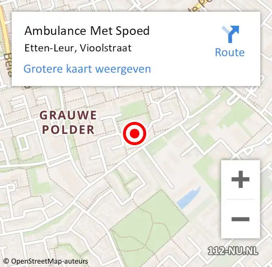 Locatie op kaart van de 112 melding: Ambulance Met Spoed Naar Etten-Leur, Vioolstraat op 13 januari 2020 01:19