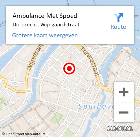 Locatie op kaart van de 112 melding: Ambulance Met Spoed Naar Dordrecht, Wijngaardstraat op 13 januari 2020 01:35