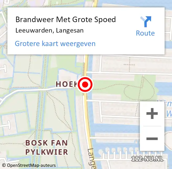 Locatie op kaart van de 112 melding: Brandweer Met Grote Spoed Naar Leeuwarden, Langesan op 13 januari 2020 04:45