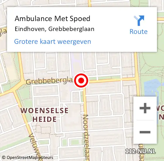 Locatie op kaart van de 112 melding: Ambulance Met Spoed Naar Eindhoven, Grebbeberglaan op 13 januari 2020 05:40