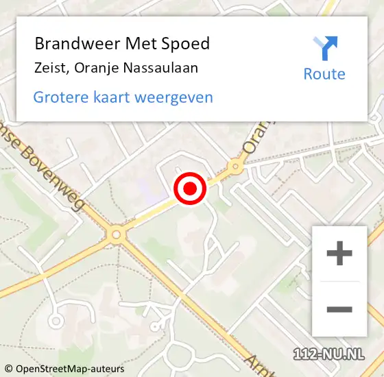 Locatie op kaart van de 112 melding: Brandweer Met Spoed Naar Zeist, Oranje Nassaulaan op 13 januari 2020 07:01