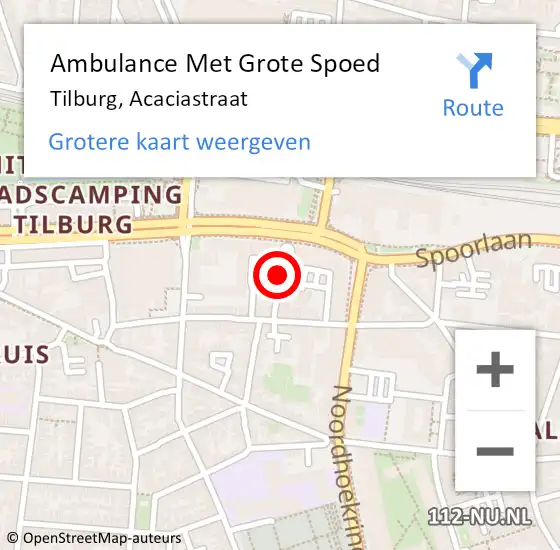 Locatie op kaart van de 112 melding: Ambulance Met Grote Spoed Naar Tilburg, Acaciastraat op 13 januari 2020 07:16