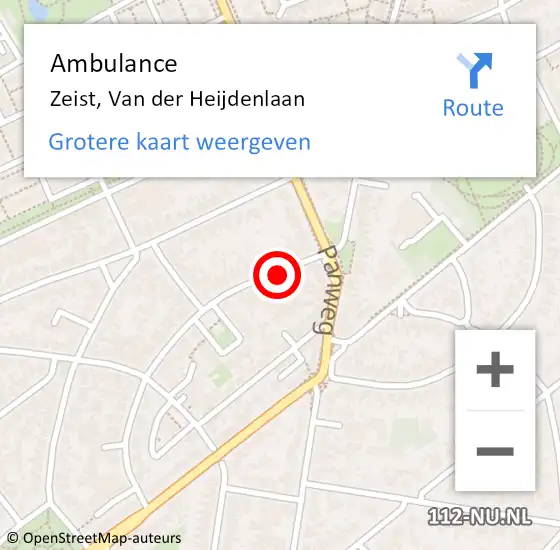 Locatie op kaart van de 112 melding: Ambulance Zeist, Van der Heijdenlaan op 13 januari 2020 07:36