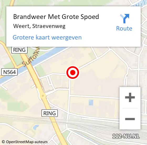 Locatie op kaart van de 112 melding: Brandweer Met Grote Spoed Naar Weert, Straevenweg op 13 januari 2020 08:09