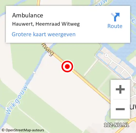 Locatie op kaart van de 112 melding: Ambulance Hauwert, Heemraad Witweg op 13 januari 2020 08:11