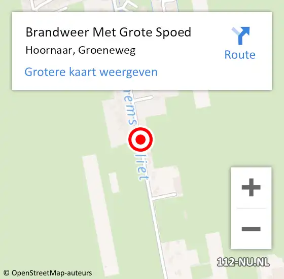 Locatie op kaart van de 112 melding: Brandweer Met Grote Spoed Naar Hoornaar, Groeneweg op 13 januari 2020 08:19