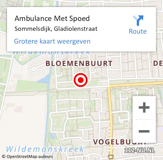 Locatie op kaart van de 112 melding: Ambulance Met Spoed Naar Sommelsdijk, Gladiolenstraat op 13 januari 2020 08:42