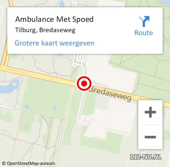 Locatie op kaart van de 112 melding: Ambulance Met Spoed Naar Tilburg, Bredaseweg op 13 januari 2020 09:10