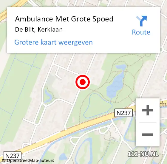 Locatie op kaart van de 112 melding: Ambulance Met Grote Spoed Naar De Bilt, Kerklaan op 13 januari 2020 09:41