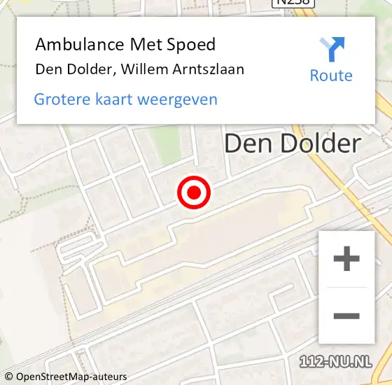 Locatie op kaart van de 112 melding: Ambulance Met Spoed Naar Den Dolder, Willem Arntszlaan op 13 januari 2020 09:48