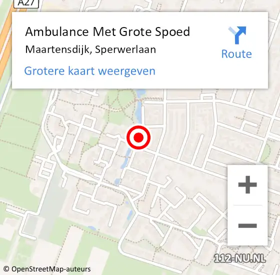 Locatie op kaart van de 112 melding: Ambulance Met Grote Spoed Naar Maartensdijk, Sperwerlaan op 13 januari 2020 09:56