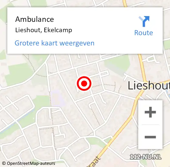 Locatie op kaart van de 112 melding: Ambulance Lieshout, Ekelcamp op 13 januari 2020 10:10