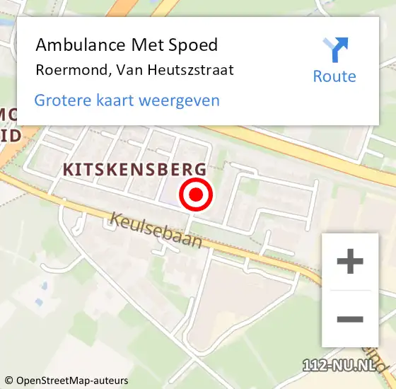 Locatie op kaart van de 112 melding: Ambulance Met Spoed Naar Roermond, Van Heutszstraat op 13 januari 2020 10:19