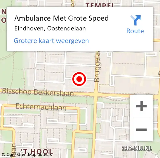 Locatie op kaart van de 112 melding: Ambulance Met Grote Spoed Naar Eindhoven, Oostendelaan op 13 januari 2020 11:17
