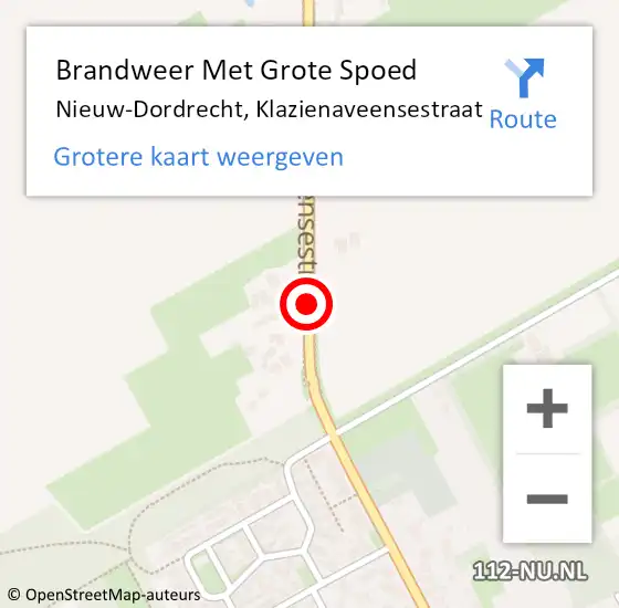 Locatie op kaart van de 112 melding: Brandweer Met Grote Spoed Naar Nieuw-Dordrecht, Klazienaveensestraat op 13 januari 2020 12:23