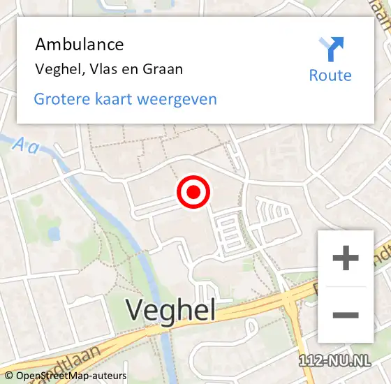 Locatie op kaart van de 112 melding: Ambulance Veghel, Vlas en Graan op 13 januari 2020 12:42