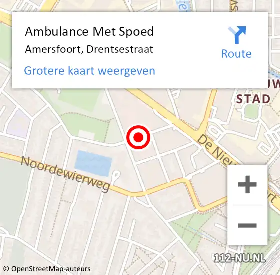 Locatie op kaart van de 112 melding: Ambulance Met Spoed Naar Amersfoort, Drentsestraat op 13 januari 2020 12:42