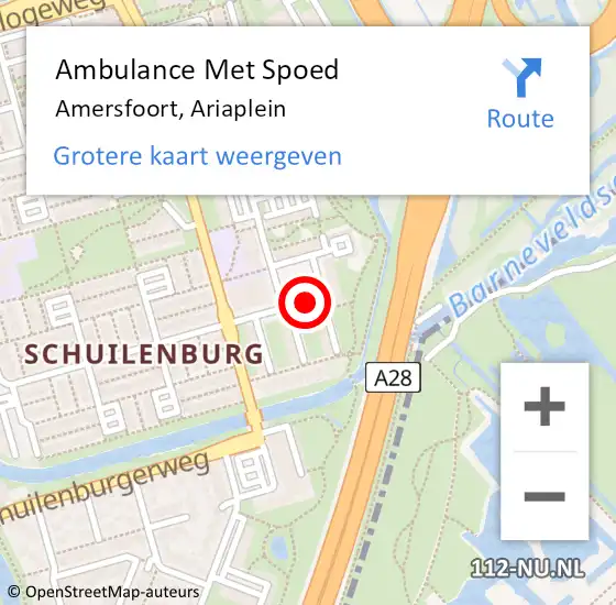 Locatie op kaart van de 112 melding: Ambulance Met Spoed Naar Amersfoort, Ariaplein op 13 januari 2020 12:55