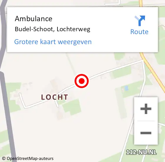 Locatie op kaart van de 112 melding: Ambulance Budel-Schoot, Lochterweg op 13 januari 2020 13:24