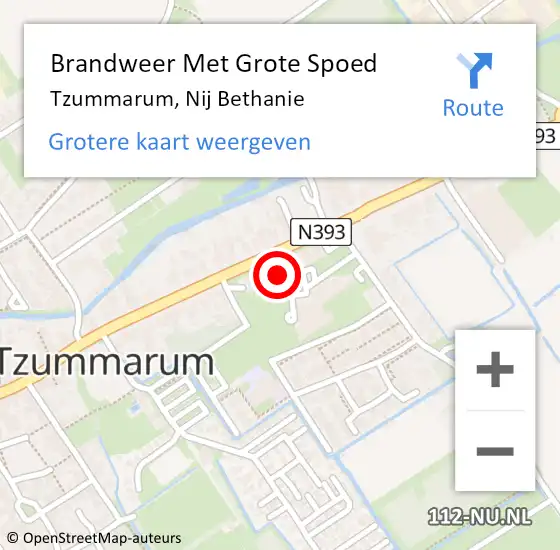 Locatie op kaart van de 112 melding: Brandweer Met Grote Spoed Naar Tzummarum, Nij Bethanie op 13 januari 2020 13:30