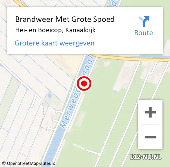 Locatie op kaart van de 112 melding: Brandweer Met Grote Spoed Naar Hei- en Boeicop, Kanaaldijk op 13 januari 2020 13:41