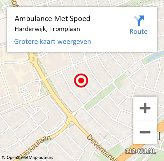 Locatie op kaart van de 112 melding: Ambulance Met Spoed Naar Harderwijk, Tromplaan op 13 januari 2020 14:14