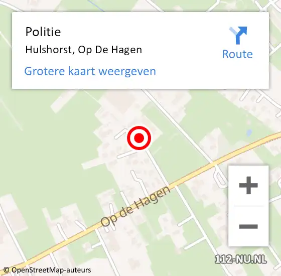 Locatie op kaart van de 112 melding: Politie Hulshorst, Op De Hagen op 13 januari 2020 14:16