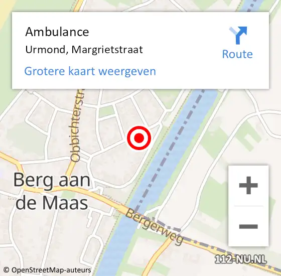 Locatie op kaart van de 112 melding: Ambulance Urmond, Margrietstraat op 25 april 2014 13:57