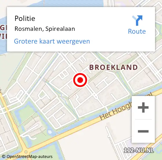 Locatie op kaart van de 112 melding: Politie Rosmalen, Spirealaan op 13 januari 2020 15:03
