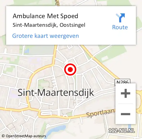 Locatie op kaart van de 112 melding: Ambulance Met Spoed Naar Sint-Maartensdijk, Oostsingel op 13 januari 2020 15:59