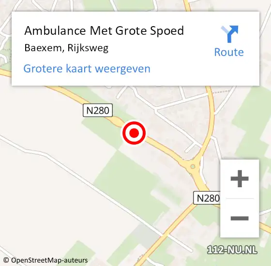 Locatie op kaart van de 112 melding: Ambulance Met Grote Spoed Naar Baexem, Rijksweg op 25 april 2014 14:04