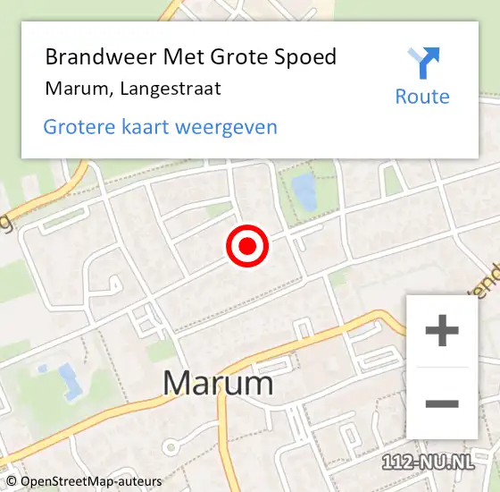 Locatie op kaart van de 112 melding: Brandweer Met Grote Spoed Naar Marum, Langestraat op 13 januari 2020 16:13