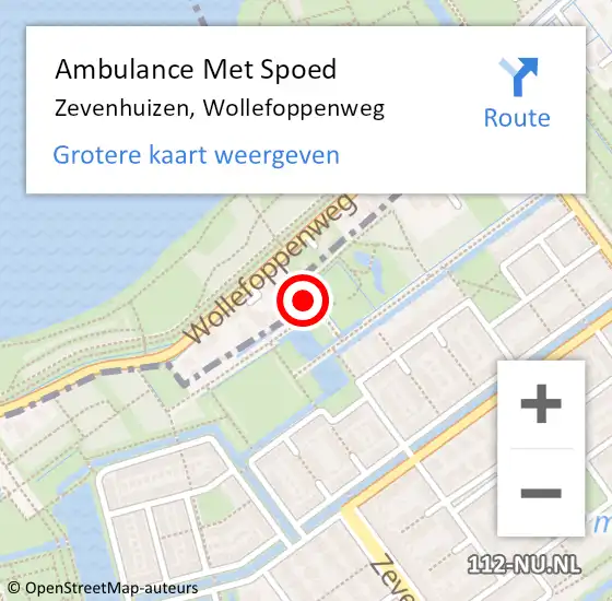 Locatie op kaart van de 112 melding: Ambulance Met Spoed Naar Zevenhuizen, Wollefoppenweg op 13 januari 2020 16:34