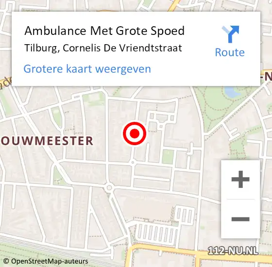 Locatie op kaart van de 112 melding: Ambulance Met Grote Spoed Naar Tilburg, Cornelis De Vriendtstraat op 13 januari 2020 17:30