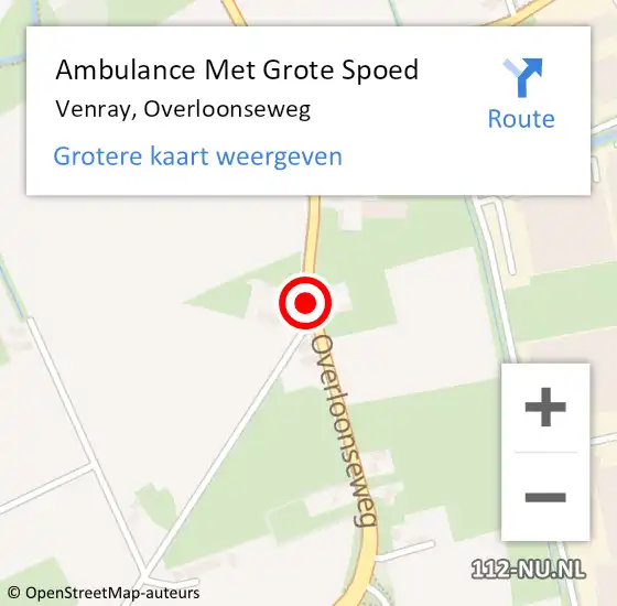 Locatie op kaart van de 112 melding: Ambulance Met Grote Spoed Naar Venray, Overloonseweg op 13 januari 2020 17:31