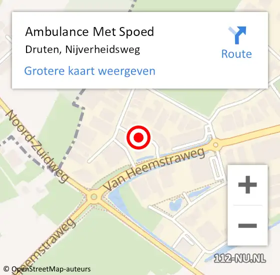 Locatie op kaart van de 112 melding: Ambulance Met Spoed Naar Druten, Nijverheidsweg op 13 januari 2020 17:45