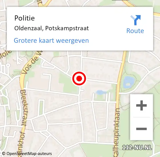 Locatie op kaart van de 112 melding: Politie Oldenzaal, Potskampstraat op 13 januari 2020 18:03