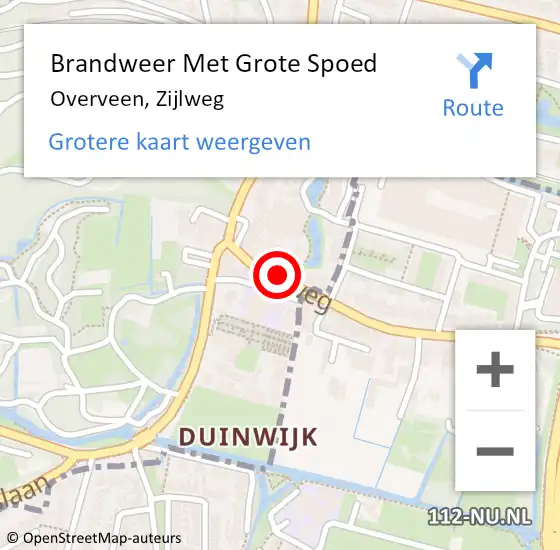 Locatie op kaart van de 112 melding: Brandweer Met Grote Spoed Naar Overveen, Zijlweg op 13 januari 2020 18:44