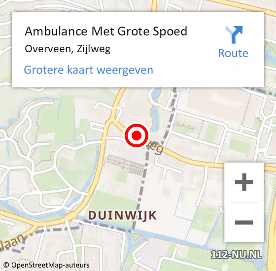 Locatie op kaart van de 112 melding: Ambulance Met Grote Spoed Naar Overveen, Zijlweg op 13 januari 2020 19:19