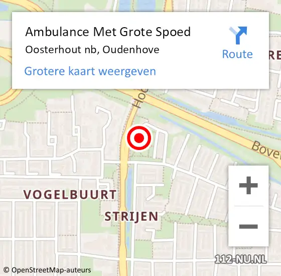 Locatie op kaart van de 112 melding: Ambulance Met Grote Spoed Naar Oosterhout nb, Oudenhove op 13 januari 2020 19:58