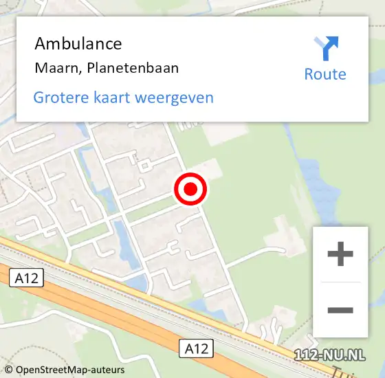 Locatie op kaart van de 112 melding: Ambulance Maarn, Planetenbaan op 13 januari 2020 20:12