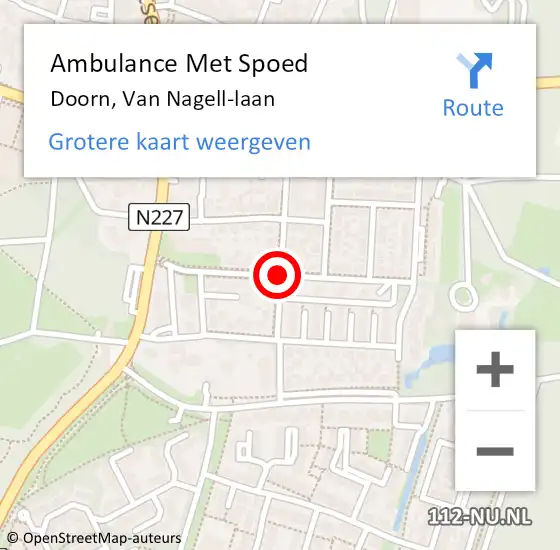 Locatie op kaart van de 112 melding: Ambulance Met Spoed Naar Doorn, Van Nagell-laan op 13 januari 2020 20:26