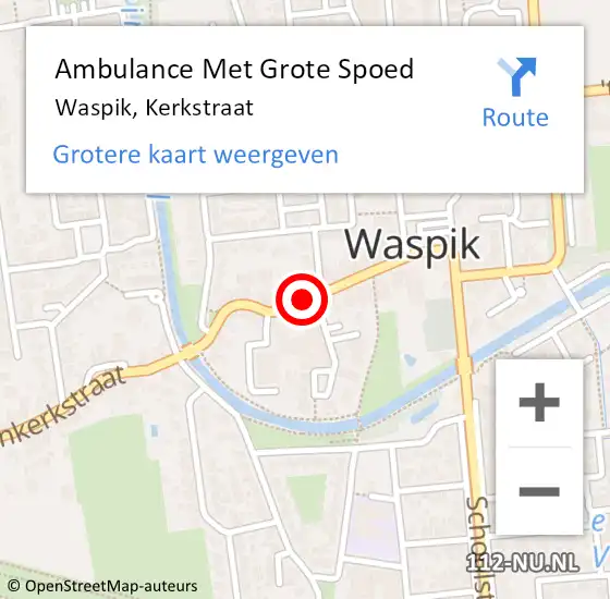 Locatie op kaart van de 112 melding: Ambulance Met Grote Spoed Naar Waspik, Kerkstraat op 13 januari 2020 21:04