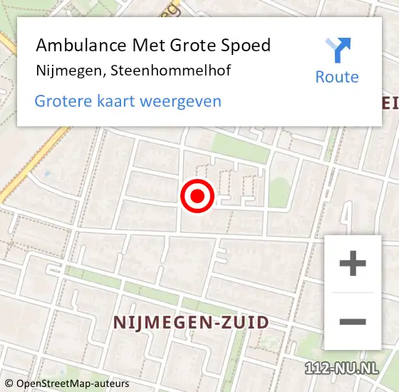 Locatie op kaart van de 112 melding: Ambulance Met Grote Spoed Naar Nijmegen, Steenhommelhof op 13 januari 2020 21:13