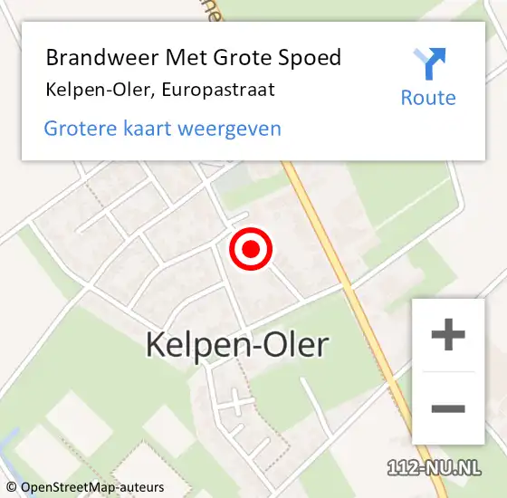 Locatie op kaart van de 112 melding: Brandweer Met Grote Spoed Naar Kelpen-Oler, Europastraat op 13 januari 2020 21:14