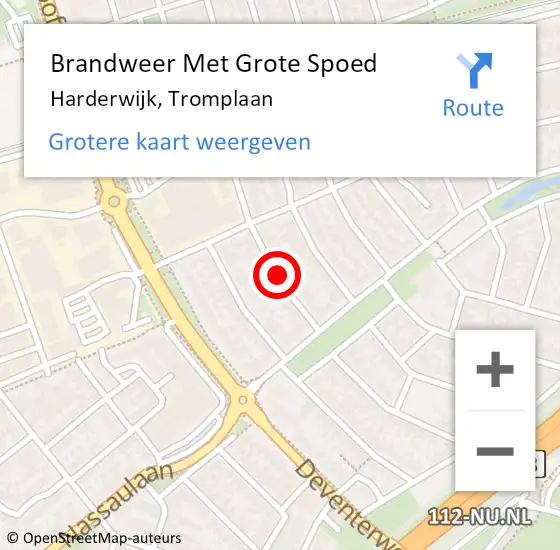 Locatie op kaart van de 112 melding: Brandweer Met Grote Spoed Naar Harderwijk, Tromplaan op 13 januari 2020 22:25